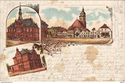 CALAU BRANDENBURG GERMANY VORLAUFER 1892 EARLY LITHO POSTCARD (B42481)