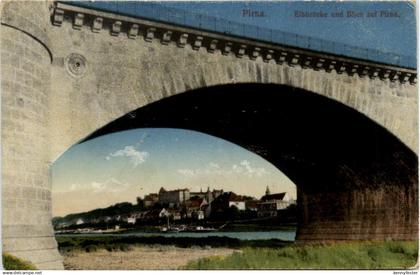 Pirna, Elbbrücke und Blick auf Pirna