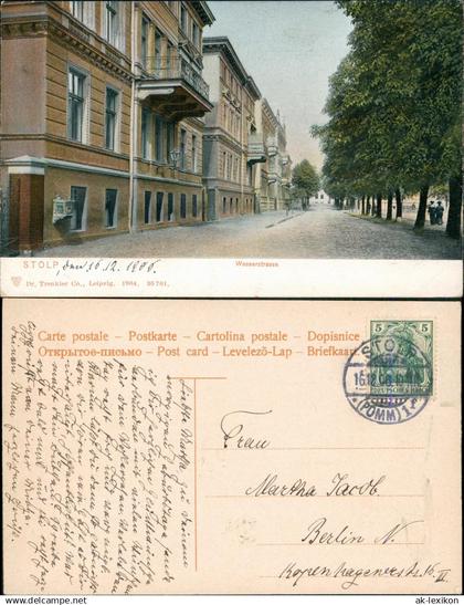 Postcard Stolp Słupsk Wasserstrasse, Pommern 1906