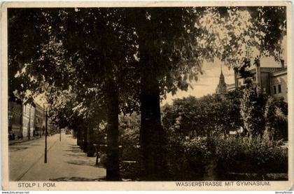 Stolp in Pommern - Wasserstrasse mit Gymnasium