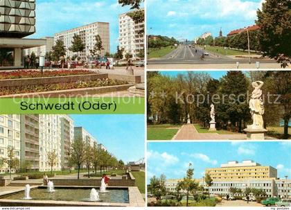 73070575 Schwedt Oder Platz der Befreiung Leninallee Park am Kulturhaus Statuen