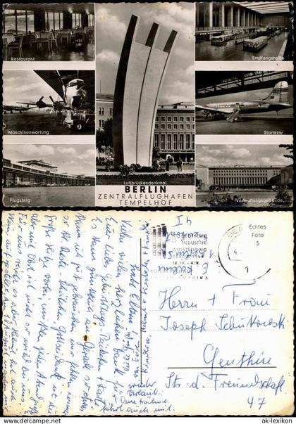 Ansichtskarte Tempelhof-Berlin Restaurant, Flugzeuge, Wartung - MB 1964