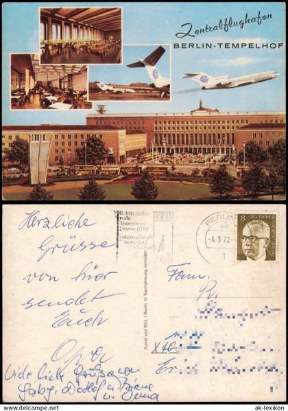 Tempelhof Berlin Mehrbild-AK Zentral-Flughafen  Terminal-Ansichten 1972