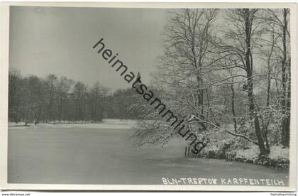 Berlin - Treptow - Karpfenteich im Winter  - Foto-AK 30er Jahre