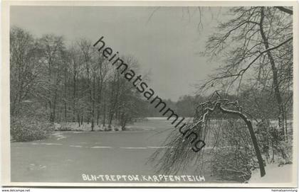 Berlin - Treptow - Karpfenteich im Winter  - Foto-AK 30er Jahre