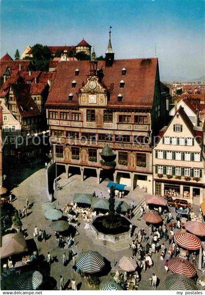 72631618 Tuebingen Marktplatz mit Rathaus und Schloss Tuebingen