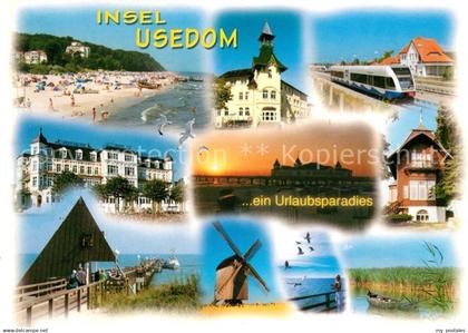 73201550 Usedom Windmuehle Seebruecke Strand Seebaederhaeuser Usedom