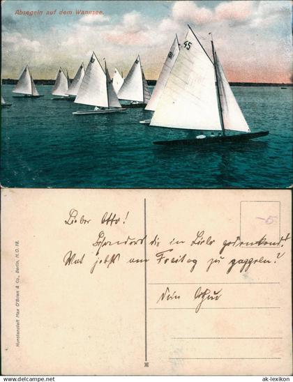 Ansichtskarte Wannsee-Berlin Absegeln auf dem Wannsee 1910