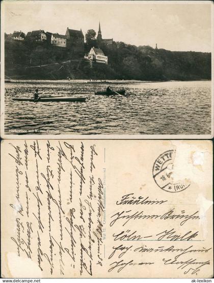 Ansichtskarte Wetter (Ruhr) Harkortsee mit Wetter Freiheit, Ruderer 1939