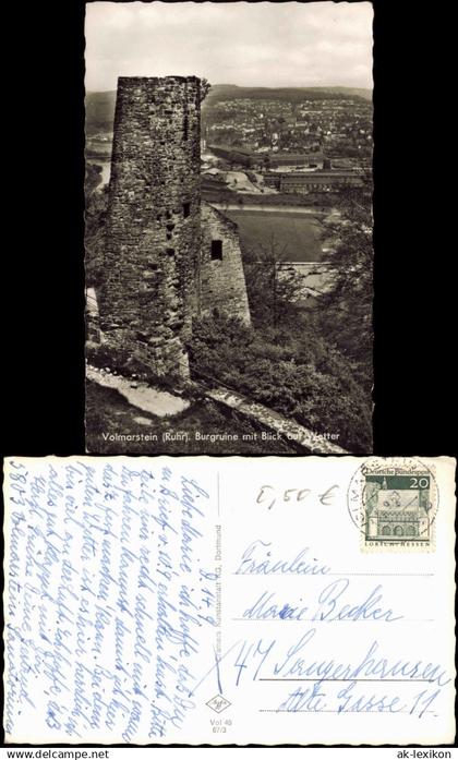 Volmarstein-Wetter (Ruhr) Burgruine mit Blick auf Wetter 1969/1967