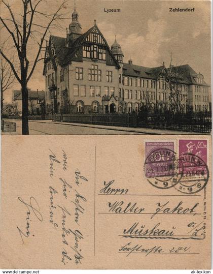 Ansichtskarte Zehlendorf-Berlin Lyzeum, Straße 1923