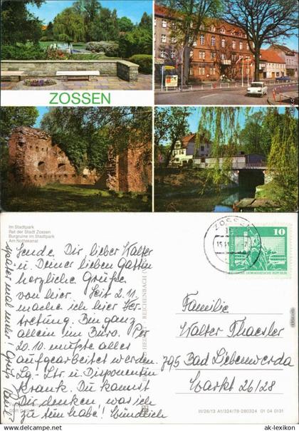 Zossen Stadtpark, Rat der Stadt Zossen, Burgruine im Stadtpark, Nottekanal 1978