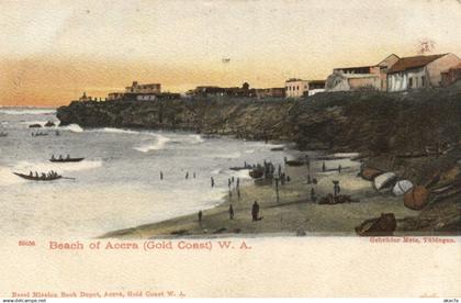 PC GOLD COAST GHANA WEST AFRICA BEACH OF ACCRA VINTAGE POSTCARD (b58939)