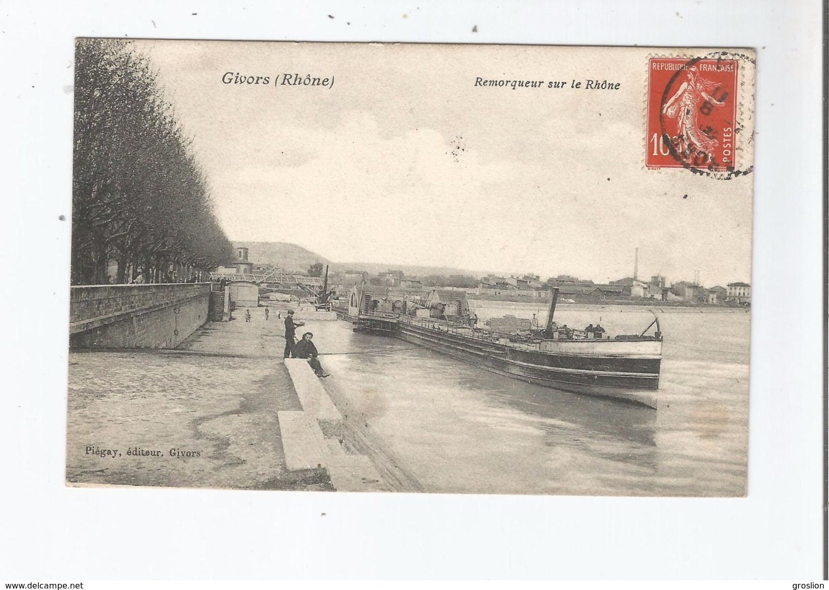 GIVORS (RHONE) REMORQUEUR SUR LE RHONE 1908