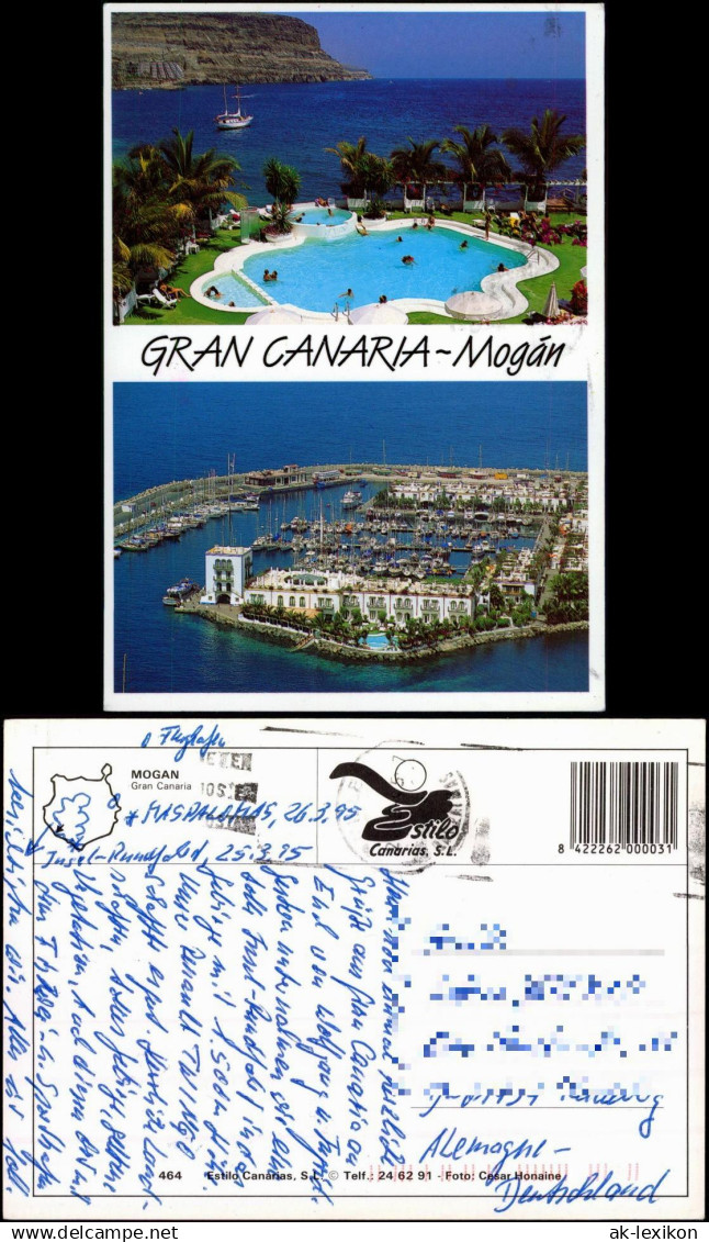 Gran Canaria 2-Bildkarte GRAN CANARIA Mogán u.a. Hafen, Hotel-Pool 1995