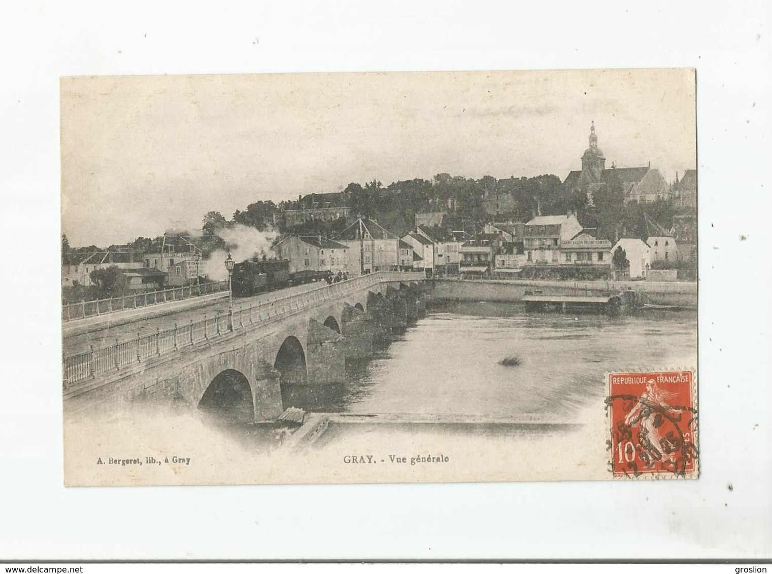 GRAY (HAUTE SAONE) VUE GENERALE (TRAIN A VAPEUR CIRCULANT)