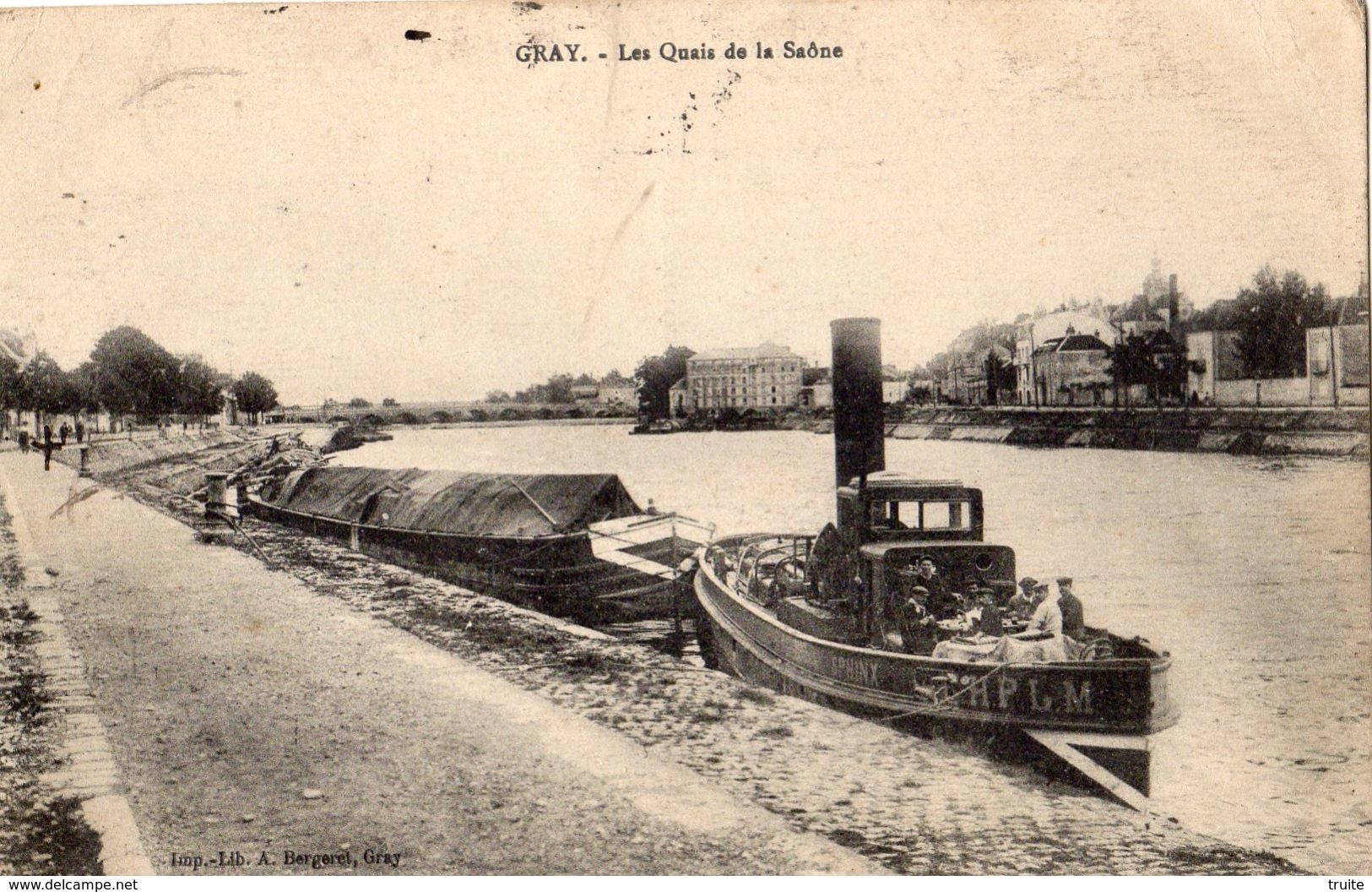 GRAY LES QUAIS DE LA SAONE REMORQUEUR "LE SPHINX"