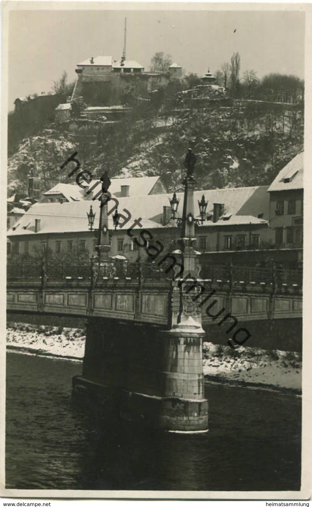 Graz - Mur Schlossberg im Winter - Foto-AK - Verlag L. Strohschneider Graz 1929 gel. 1930