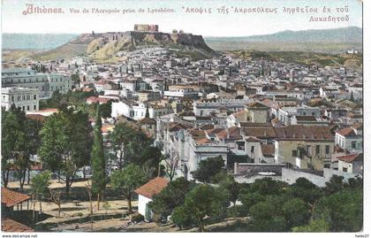 Grèce - Athènes - Vue de l'Acropole prise de Lycabètte