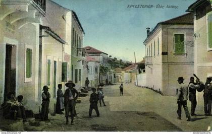 greece, ARGOSTOLI Αργοστόλι Kefalonia, Laois Street 1915 French Marine Sea Mail