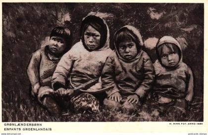 Grönland, grönländische Kinder, Enfants Groenlandais, um 1920/30