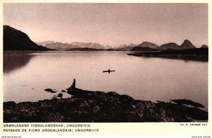 Grönland, Paysage de Fiord Groenlandais, Ungorsivik, Th. N. Krabbe Fotograf