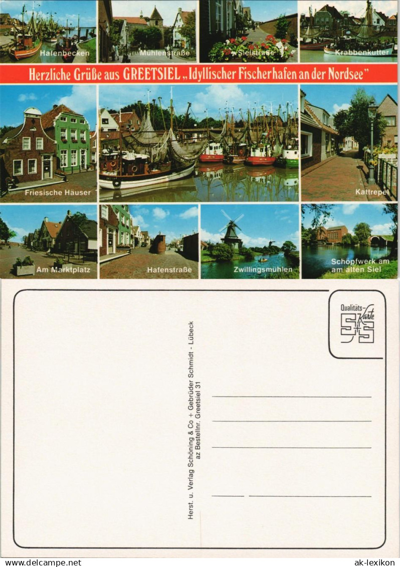 Greetsiel-Krummhörn MB mit Krabbenkutter Mühlenstraße Hafenbecken uvm. 1980