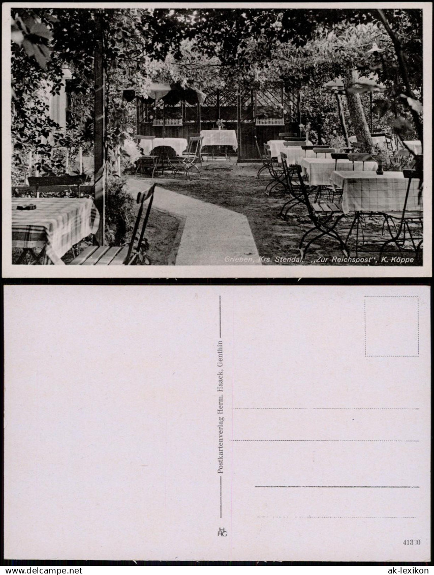 Grieben-Tangerhütte  Altmark Gasthaus  Reichspost Köppe Außensitz Bereich 1910