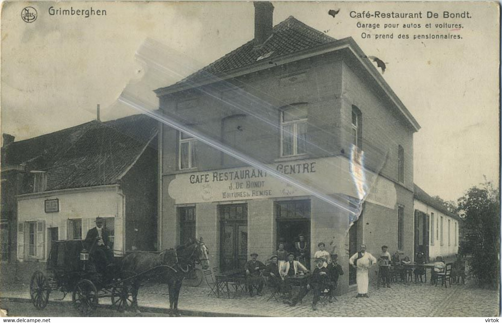 GRIMBERGEN :   Café-restaurant De Bondt  ( 1913 )  attelage