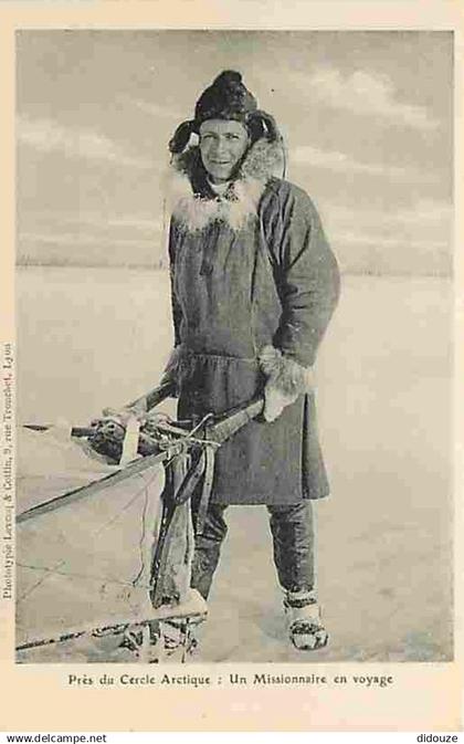 Groenland - Près du Cercle Arctique - Un Missionnaire en voyage - Animée - Traineau - CPA - Voir Scans Recto-Verso