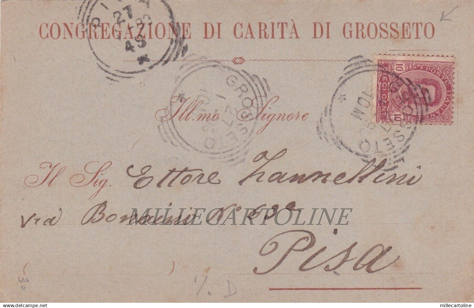 GROSSETO - testatina Congregazione di Carita' - R. Spedale di Grosseto 1899