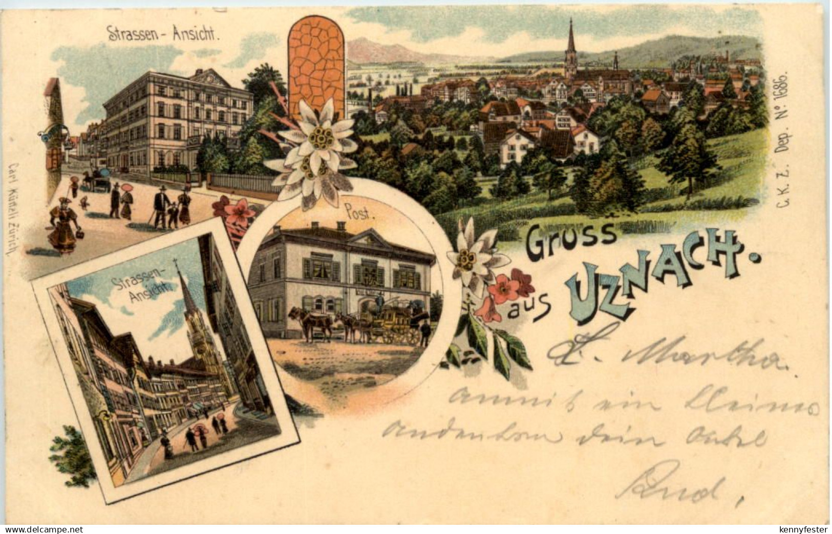 Gruss aus Uznach - Litho