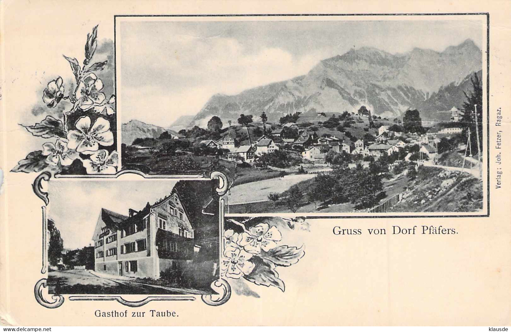 Gruß vom Dorf Pfäfers - Mehrbild gel.1914