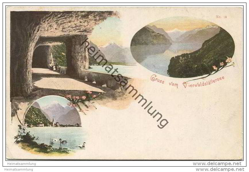 Gruss vom Vierwaldstättersee - Axenstrasse - Flüelen ca. 1900