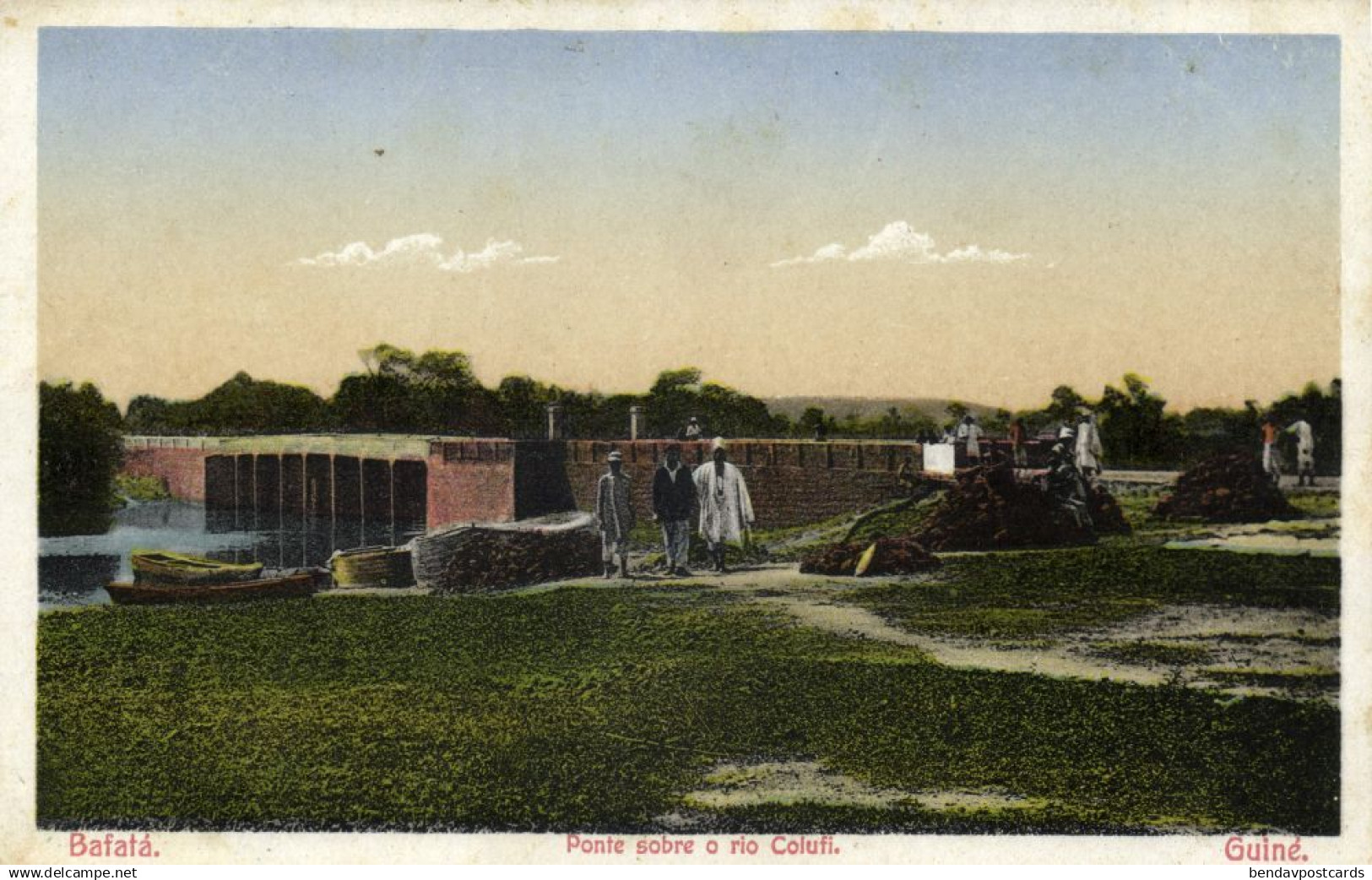 guinea-bissau, BAFATÁ, Ponte Sobre o Rio Colufi, People Bridge (1920s) Postcard