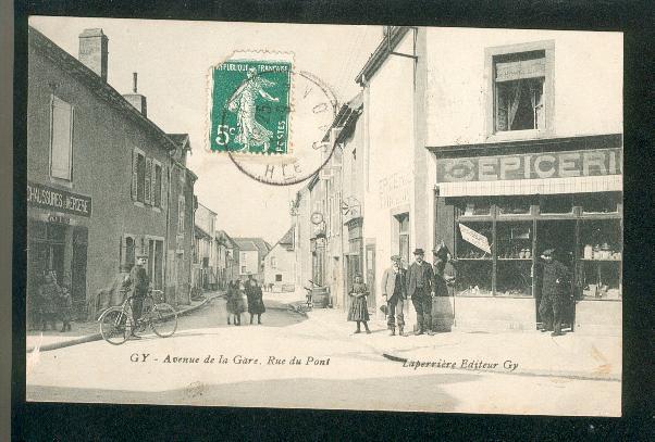 Gy - Avenue de la Gare - Rue du Pont (Belle carte animée)