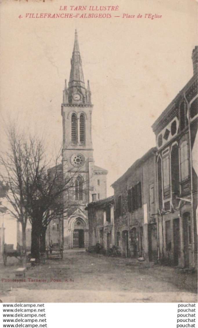 H28-81) VILLEFRANCHE D'ALBIGEOIS (TARN)  PLACE DE L'EGLISE - (2 SCANS)