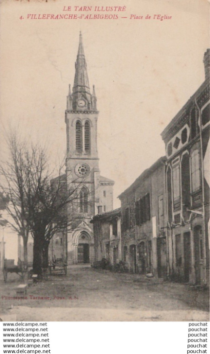 H28-81) VILLEFRANCHE D'ALBIGEOIS (TARN)  PLACE DE L'EGLISE - (2 SCANS)