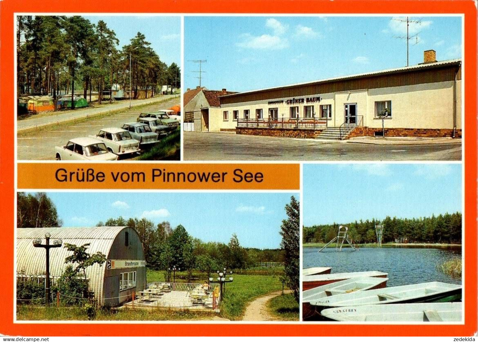 H7757 - Pinnow Pinnower See Campingplatz Konsum Gaststätte Grüner Baum Stadtterrasse - Bild und Heimat Reichenbach