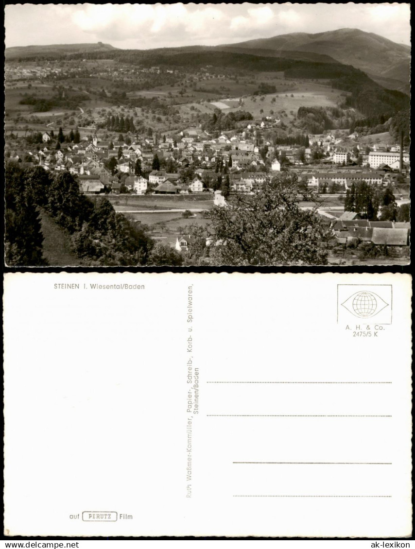 Hägelberg-Steinen (Baden) Panorama Blick auf STEINEN i. Wiesental Baden 1960