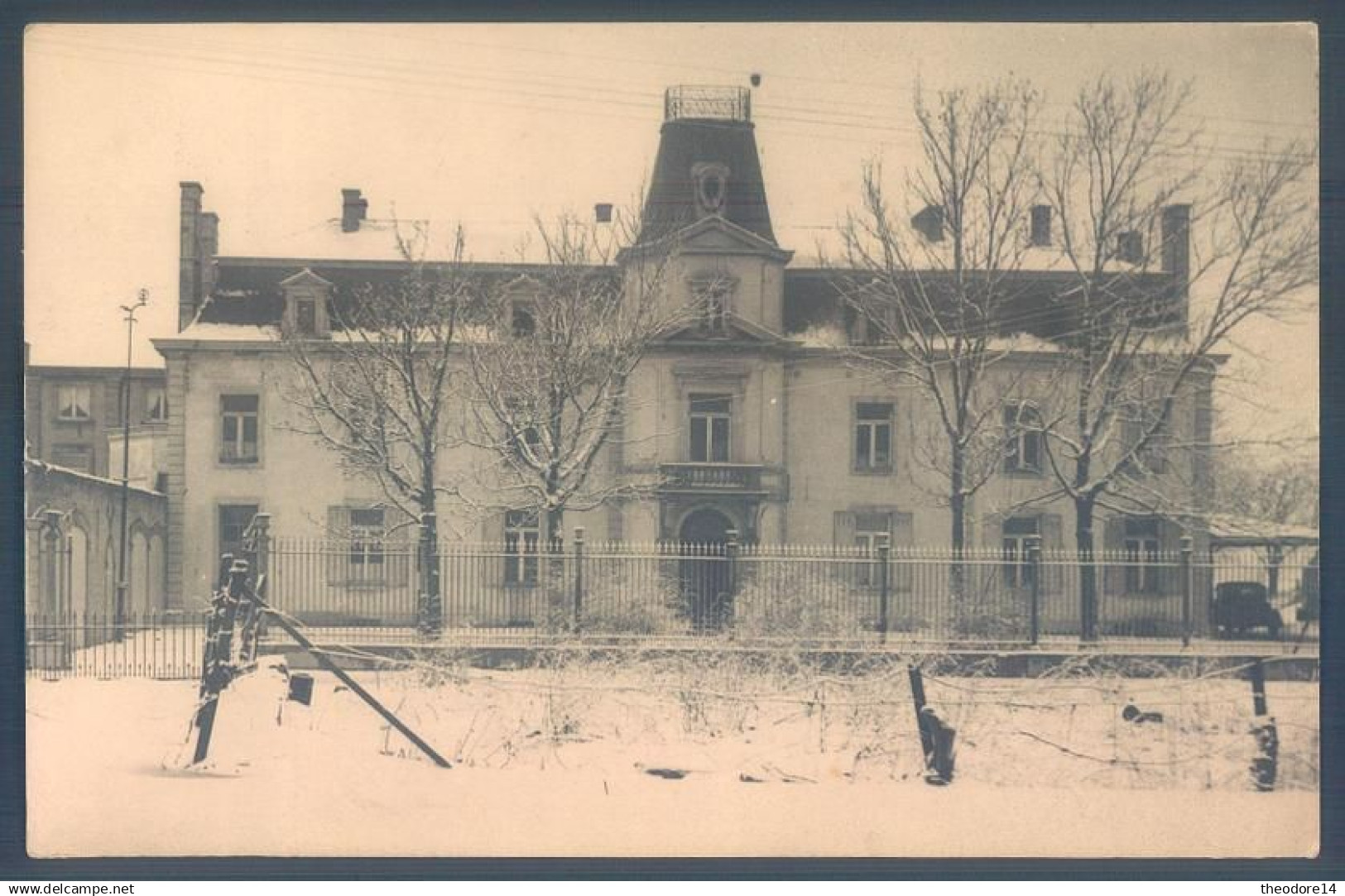 Hainaut Aiseau Presles Pont de Loup Château sous la neige carte photo