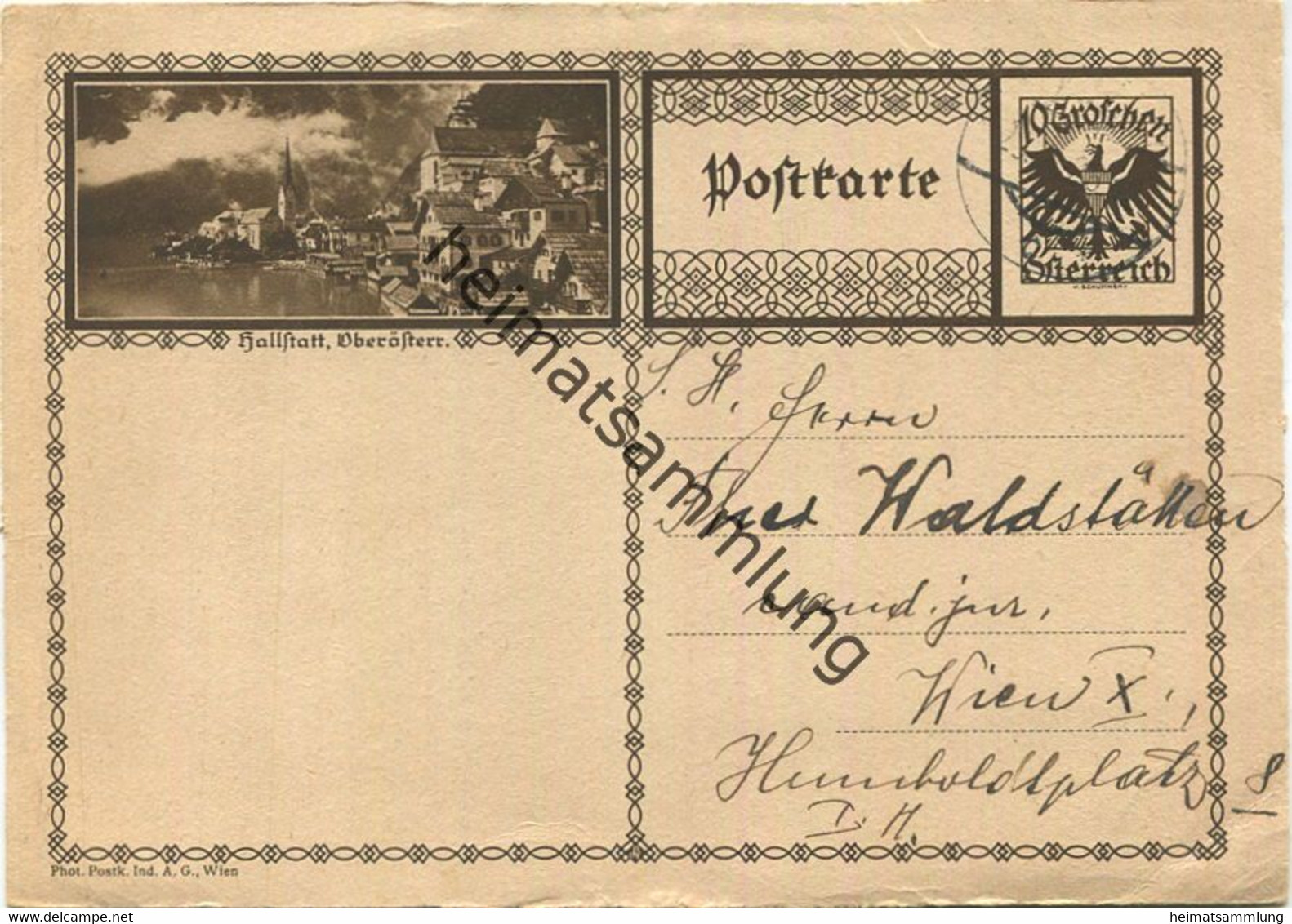 Hallstatt - Postkarte - Ganzsache gel. 1928