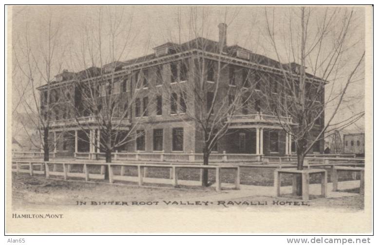 Hamilton MT Montana, Ravalli Hotel Bitteroot Mountain Valley, c1900s Vintage Albertype Postcard