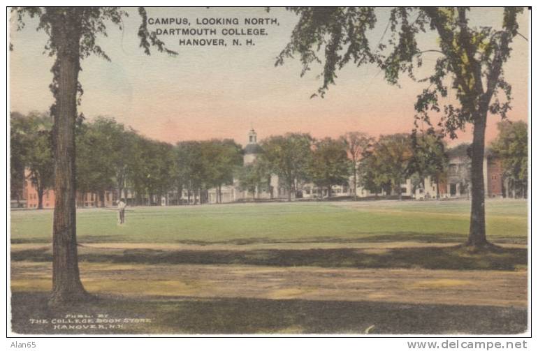 Hanover NH New Hampshire, Dartmouth College Campus Scene  c1910s/20s Vintage Albertype Postcard