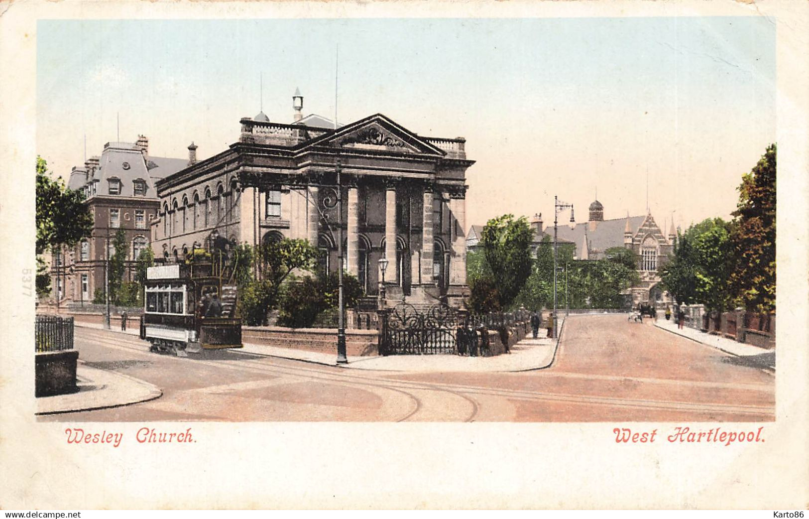 hartlepool , durham * tram tramway * street and wesley church * west hartlepool * uk