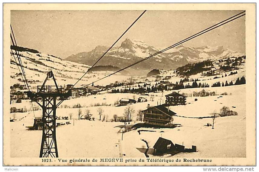 - haute savoie -ref-C192 - megeve - vue generale  prise du teleferique de rochebrune - teleferiques - carte bon etat -