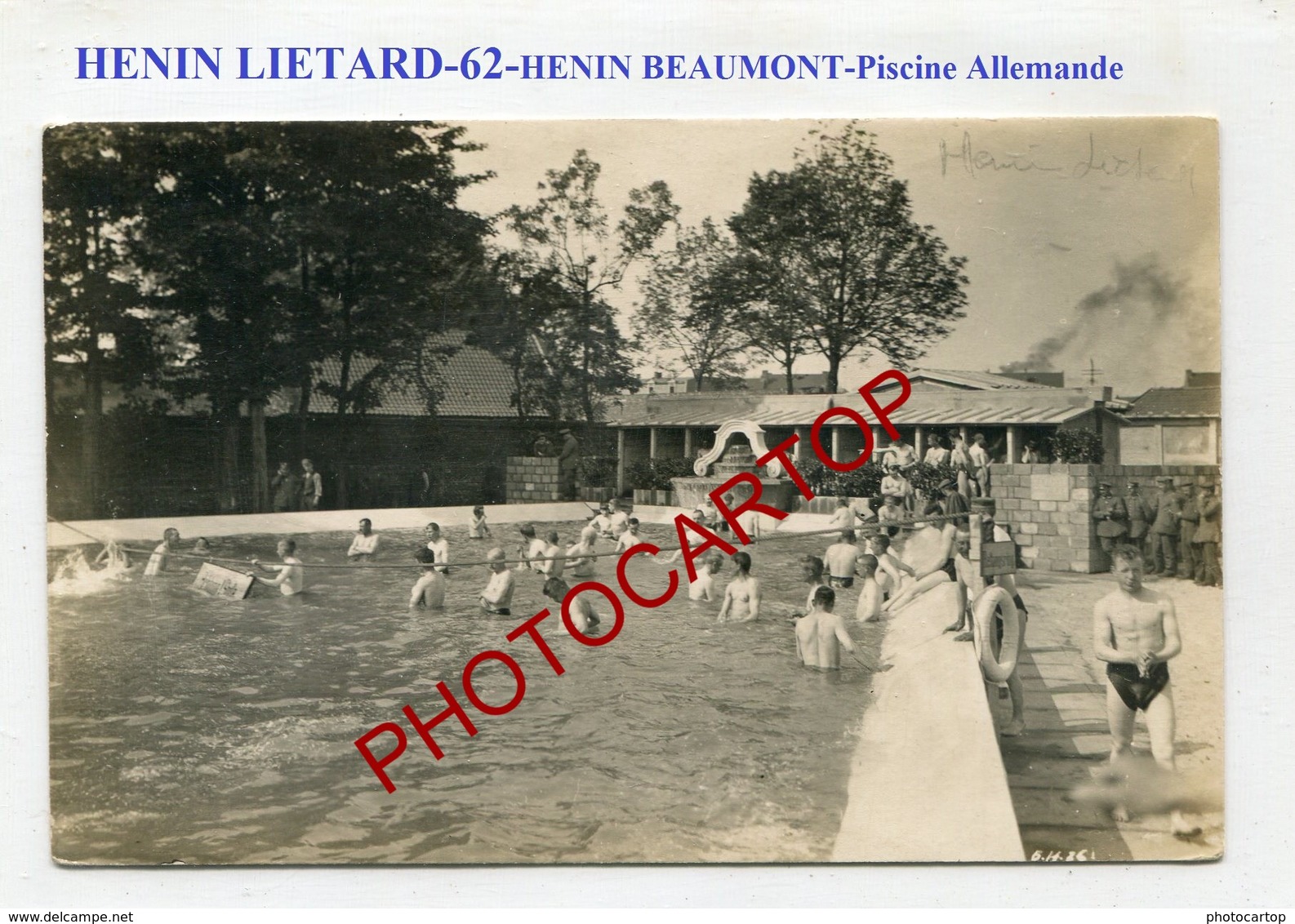 HENIN-BEAUMONT-Piscine allemande-CARTE PHOTO Allemande-Guerre 14-18-1WK-France-62-Militaria-