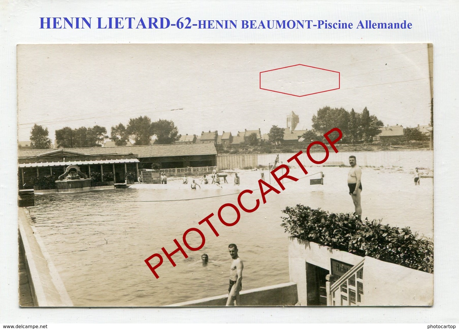 HENIN-BEAUMONT-Piscine allemande-CARTE PHOTO Allemande-Guerre 14-18-1WK-France-62-Militaria-Feldpost-