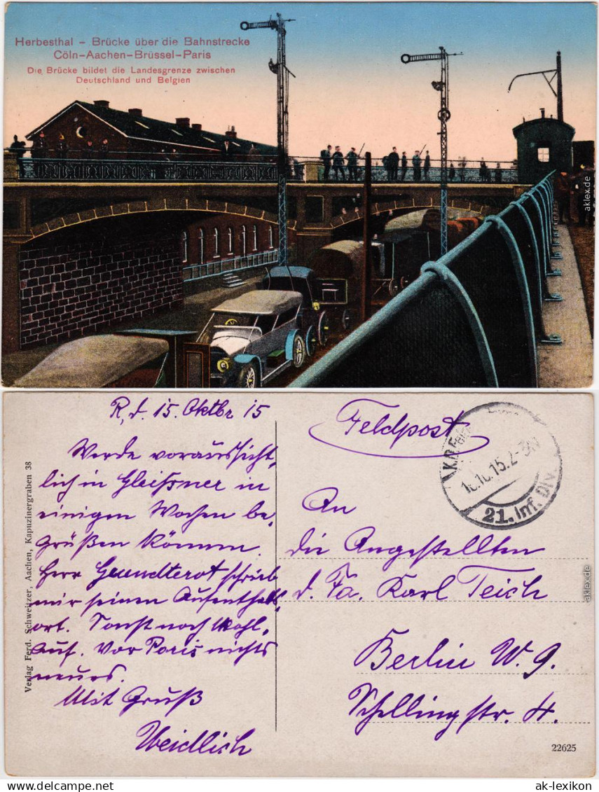 Herbesthal Lontzen Herbesthal Lontzen Grenz-Brücke und  Bahnhof b Lüttich  1915