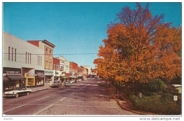 Hickory NC North Carolina, Union Square Business Section Street Scene, Auto, c1950s Vintage Postcard